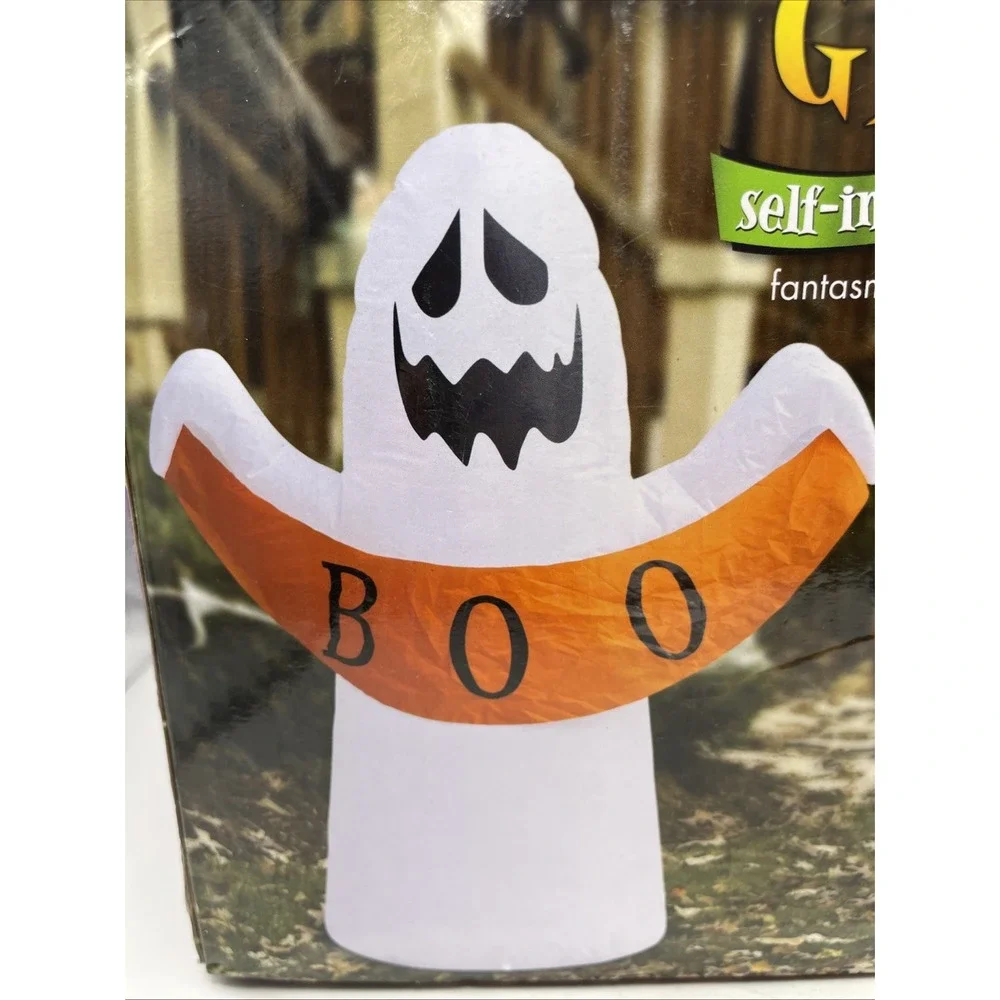 Halloween Inflatable Ghost Boo Blow Up 4 ft. Tall Huntington Home Weighted Lites